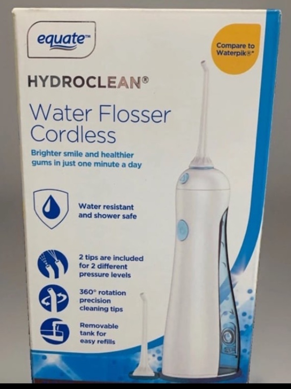 Equate HydroClean Cordless Water Flosser Waterpik In Box